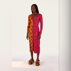 FARM RIO | Mixed Ikat  Leopard Dress/Cardigan